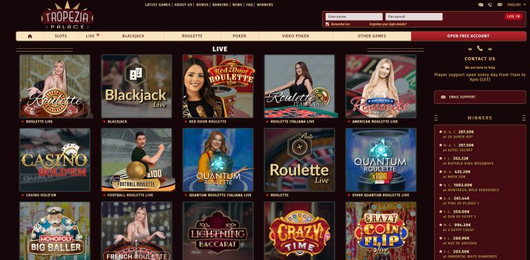 Les types de jeux en direct sur Tropezia Palace